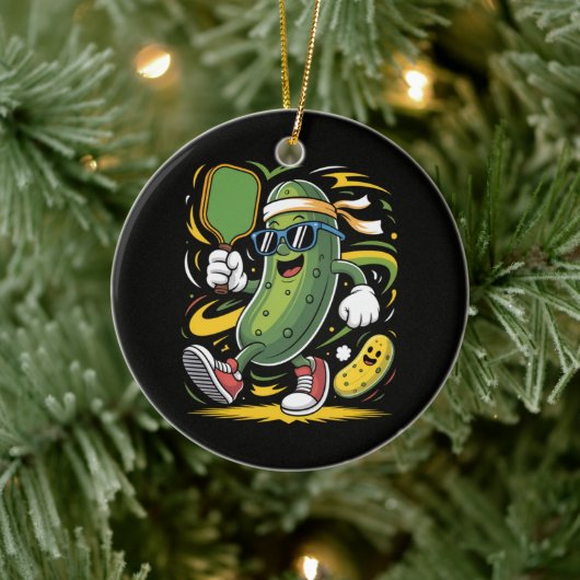 Augurk die Pickleball speelt Keramisch Ornament (Boom)