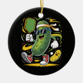 Augurk die Pickleball speelt Keramisch Ornament (Voorkant)