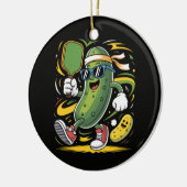 Augurk die Pickleball speelt Keramisch Ornament (Links)