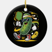 Augurk die Pickleball speelt Keramisch Ornament (Achterkant)