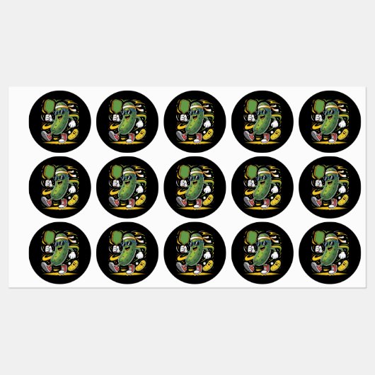 Augurk die Pickleball speelt Labels (Vel)