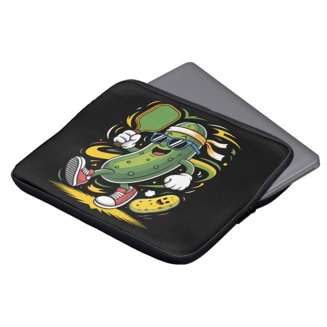 Augurk die Pickleball speelt Laptop Sleeve (Voorkant top)