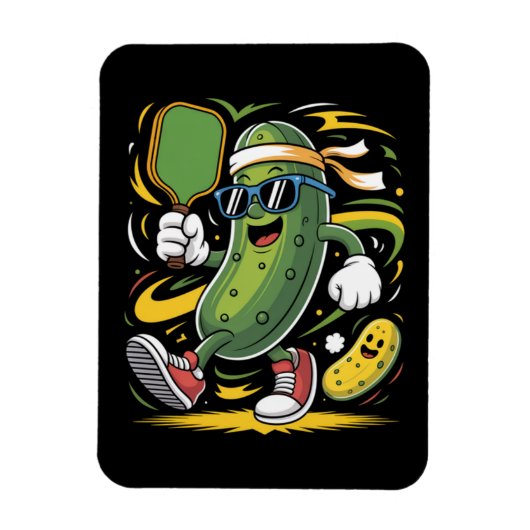 Augurk die Pickleball speelt Magneet (Verticaal)