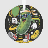 Augurk die Pickleball speelt Ornament (achterkant)