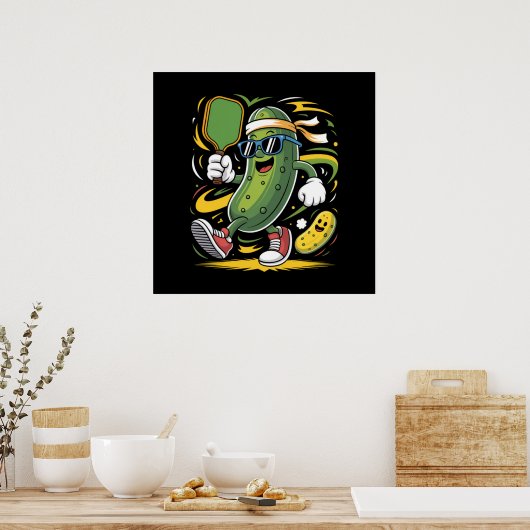 Augurk die Pickleball speelt Poster (Keuken)