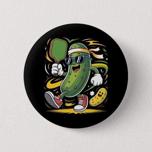 Augurk die Pickleball speelt Ronde Button 5,7 Cm (Voorkant)