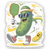 Augurk die Pickleball speelt Sticker (Voorkant)
