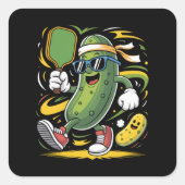 Augurk die Pickleball speelt Vierkante Sticker (Voorkant)