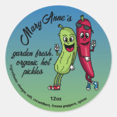 Augurk en Peper Pals Grappige Cartoon Augurken Lab Ronde Sticker (Voorkant)