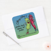 Augurk en Peper Pals Grappige Cartoon Augurken Lab Vierkante Sticker (Envelop)