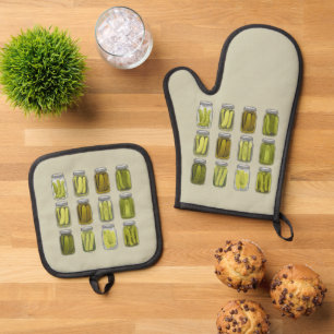 Augurk Liefhebber Vintage Ingeblikte Augurken Pot Ovenwant & Pannenlap Set
