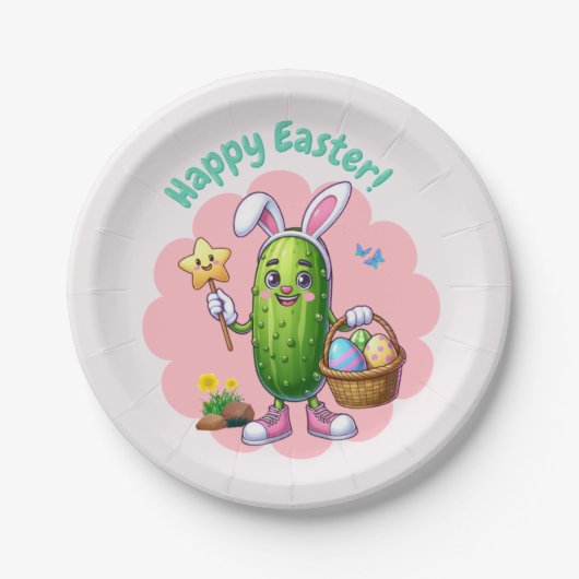 augurk met paashaas oren papieren bordje (Voorkant)