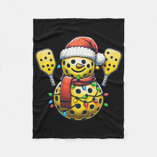 Augurk Sneeuwman Kerstman Hoed Lichtjes Kerstmis A Fleece Deken (Voorkant)