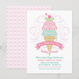 augurken en Ice Cream Meisje Baby shower Invitatio Kaart