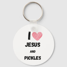 Augurken en Jezus Religieus Sleutelhanger