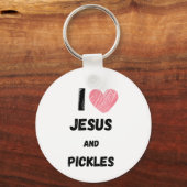 Augurken en Jezus Religieus Sleutelhanger (Voorkant)