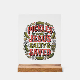 Augurken en Jezus Zout Geredde Vintage T-Shirt Ont Acryl Bord