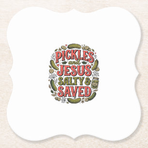 Augurken en Jezus Zout Geredde Vintage T-shirt Ont Kartonnen Onderzetters