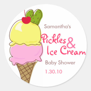 augurken & Ice Cream, Meisje Baby shower Ronde Sticker