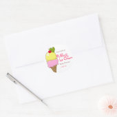 augurken & Ice Cream, Meisje Baby shower Ronde Sticker (Envelop)