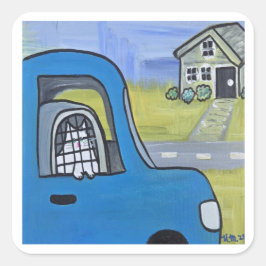 Augurken in de Auto Vierkante Sticker