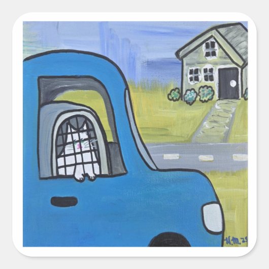 Augurken in de Auto Vierkante Sticker (Voorkant)