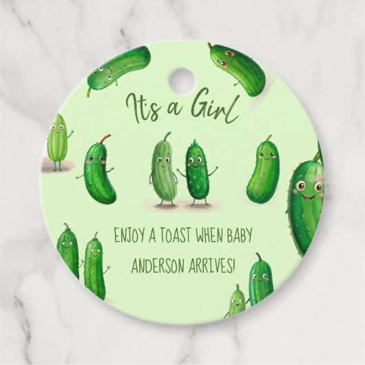 augurken komkommer groen grillig Baby shower Bedankjes Labels (Voorkant)