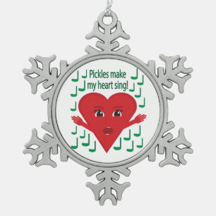 "Augurken maken mijn hart zingen!" zingend hart Tin Sneeuwvlok Ornament