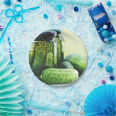 augurken voedsel augurken dille komkommer groen papieren bordje (Feest)