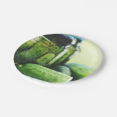 augurken voedsel augurken dille komkommer groen papieren bordje (Gekanteld)
