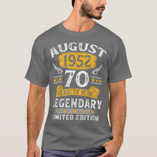 August 1952 Limited Edition 70th Birthday 70 Years T-shirt