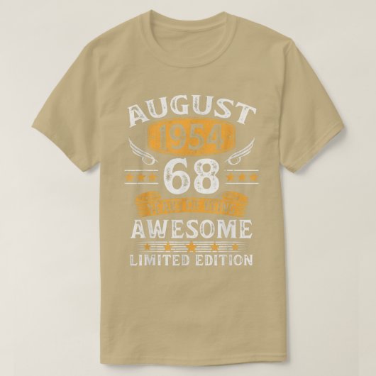 August 1954 Limited Edition 68th Birthday 68 Years T-shirt (Design voorkant)