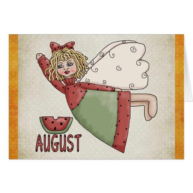 August Angel Blank Wenskaart (Voorkant Horizontaal)