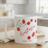 August Birth Flower Custom Name Poppy Koffiemok