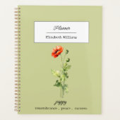 August Birth Flower Poppy Symbol of Peace Success Planner (Voorkant)