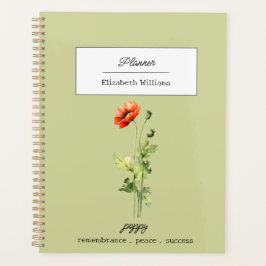August Birth Flower Poppy Symbol of Peace Success Planner