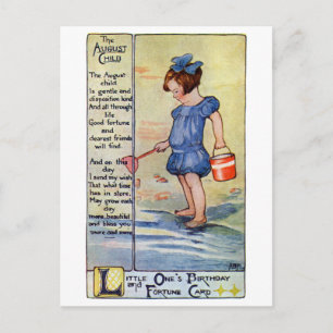 August Birthday Girl bij het strand Briefkaart