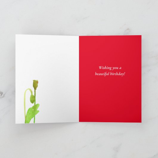 August Birthday Gladiolus Red Poppy Birth Flowers Kaart (Binnen)