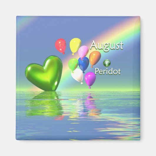 August Birthday Peridot Heart Magneet (Voorkant)
