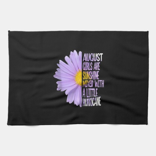 August Birthday Womens Gift Funny Daisy Aster Gift Theedoek (Horizontaal)