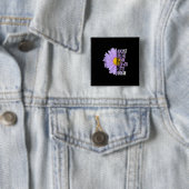 August Birthday Womens Gift Funny Daisy Aster Gift Vierkante Button 5,1 Cm (In situ)