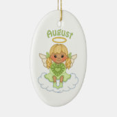 August Birthstone Angel Blonde Keramisch Ornament (Rechts)