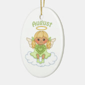 August Birthstone Angel Blonde Keramisch Ornament (Links)