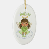 August Birthstone Angel Brunette Keramisch Ornament (Rechts)