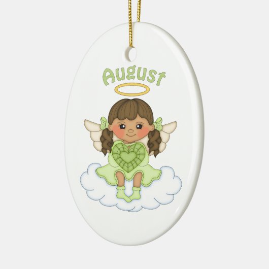 August Birthstone Angel Brunette Keramisch Ornament (Links)
