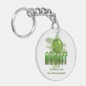 August Birthstone Keyring met naam Sleutelhanger (Voorkant Links)
