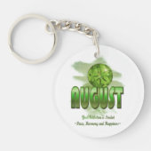 August Birthstone Keyring met naam Sleutelhanger (Voorkant)