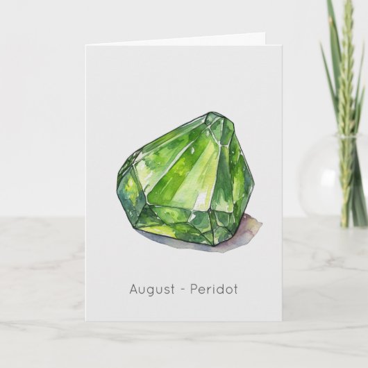 August Birthstone Peridot Happy Birthday Kaart (Voorkant)