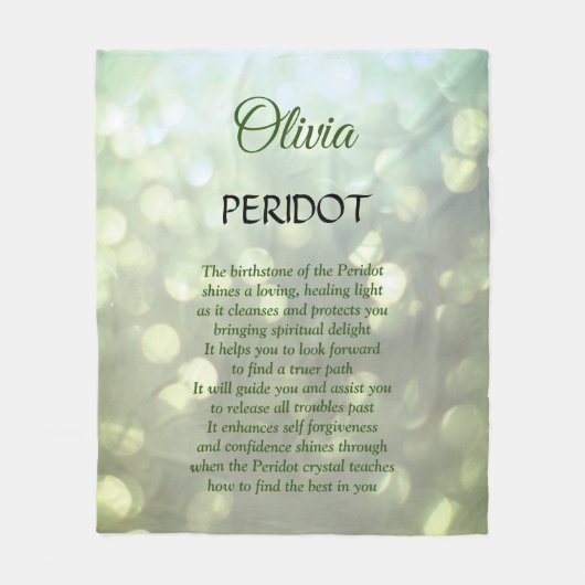 August Birthstone Peridot-ontwerp Fleece Deken (Voorkant)