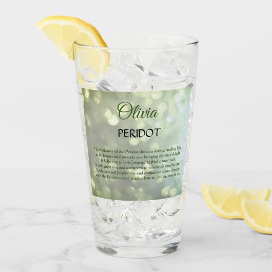 August Birthstone Peridot-ontwerp Glas (Voorkant ijs)